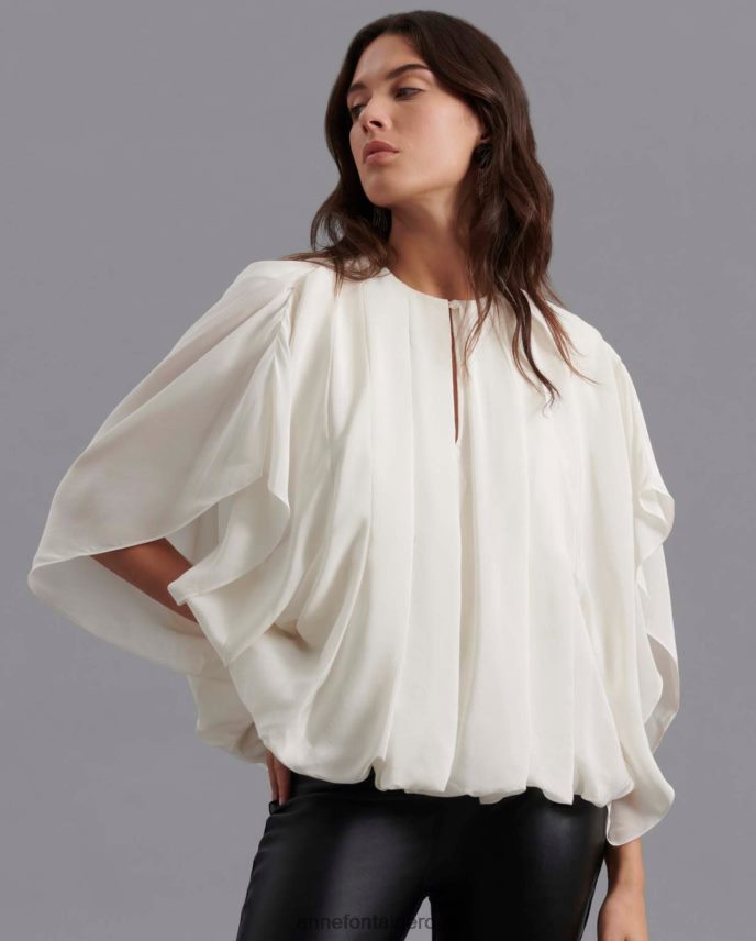 ropa es Anne Fontaine mujer blusa poete blusa de seda con corpiño delantero con pliegues blanco 646LTX184