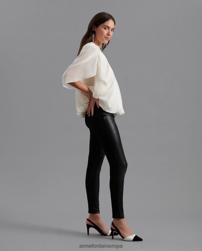 ropa es Anne Fontaine mujer blusa poete blusa de seda con corpiño delantero con pliegues blanco 646LTX184