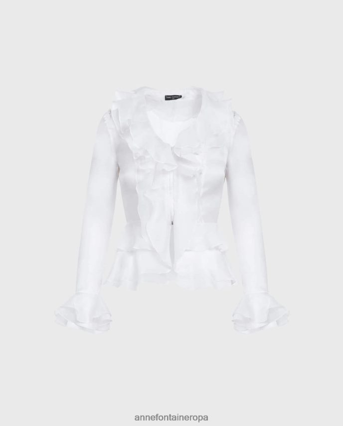 ropa es Anne Fontaine mujer blusa sady camisa de organza de seda decorada con volantes blanco 646LTX198