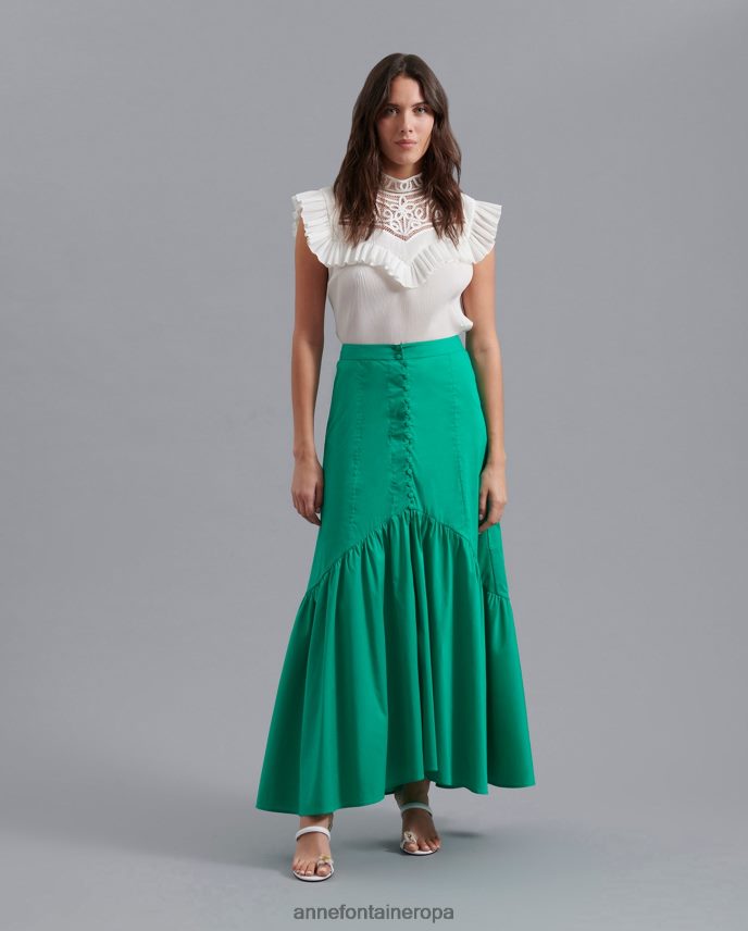 ropa es Anne Fontaine mujer blusa velucia blusa sin mangas con delicado diseño de trabajo de volutas abiertas blanco 646LTX235