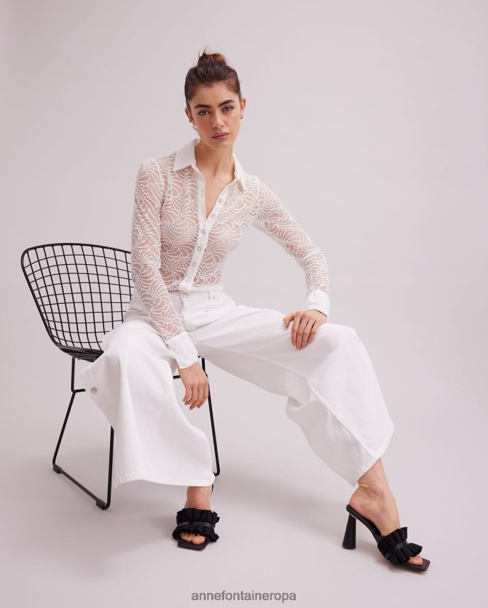 ropa es Anne Fontaine mujer camisa atelier camisa manga larga de encaje con botones blanco 646LTX128