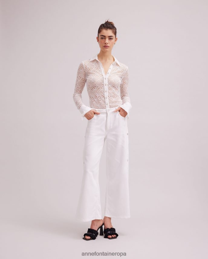 ropa es Anne Fontaine mujer camisa atelier camisa manga larga de encaje con botones blanco 646LTX128
