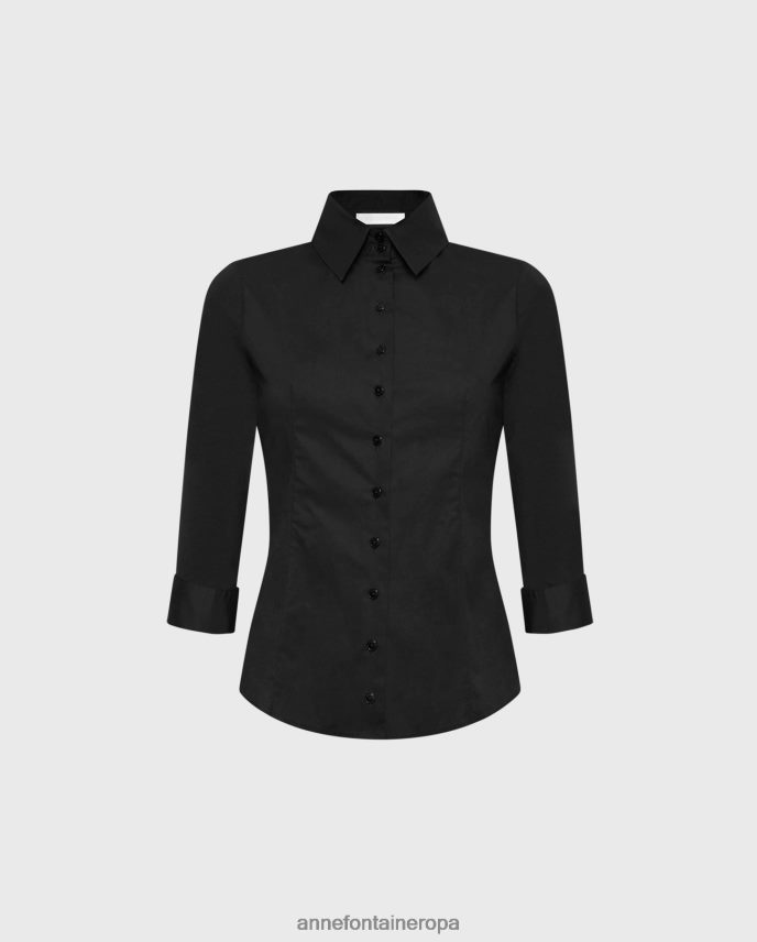 ropa es Anne Fontaine mujer camisa connie blusa manga 3/4 con puños golondrinas negro 646LTX167