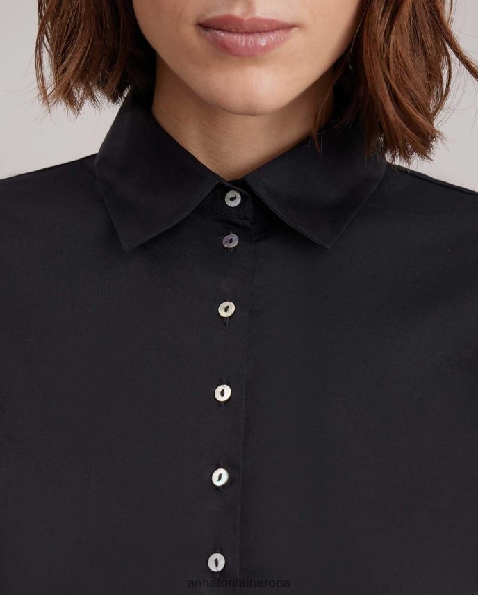 ropa es Anne Fontaine mujer camisa larryton camisa de popelina de manga larga negro 646LTX132