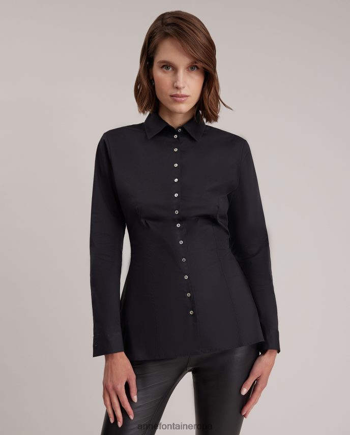 ropa es Anne Fontaine mujer camisa larryton camisa de popelina de manga larga negro 646LTX132