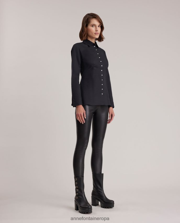ropa es Anne Fontaine mujer camisa larryton camisa de popelina de manga larga negro 646LTX132
