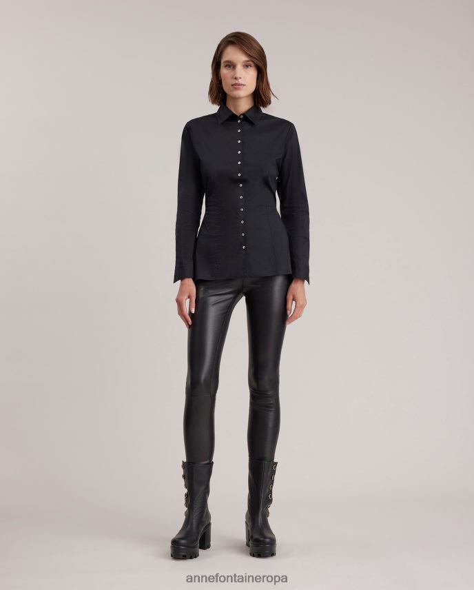 ropa es Anne Fontaine mujer camisa larryton camisa de popelina de manga larga negro 646LTX132