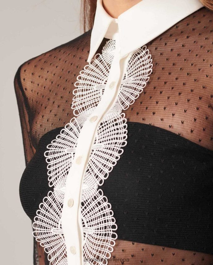 ropa es Anne Fontaine mujer camisa leopoldine camisa sin forro con estampado de lunares blanco negro 646LTX225