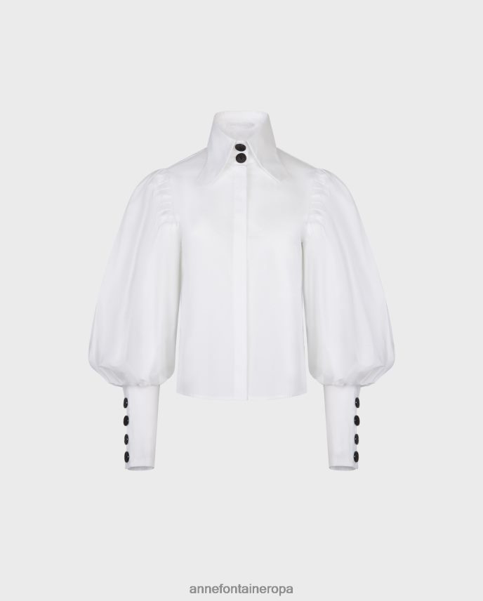 ropa es Anne Fontaine mujer camisa nohant camisa boxy de popelina con mangas obispo y detalles de botones blanco negro 646LTX221