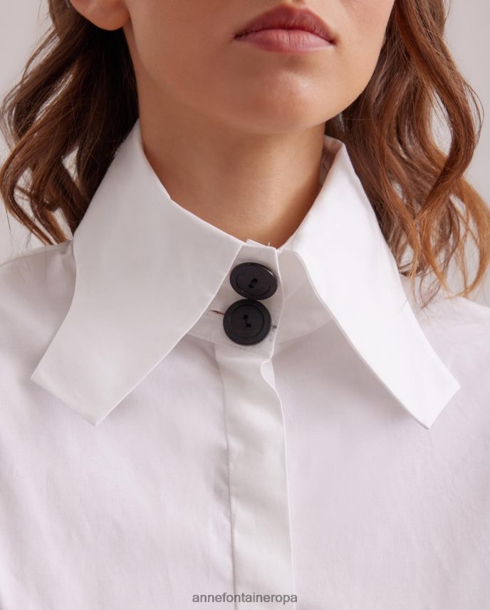 ropa es Anne Fontaine mujer camisa nohant camisa boxy de popelina con mangas obispo y detalles de botones blanco negro 646LTX221