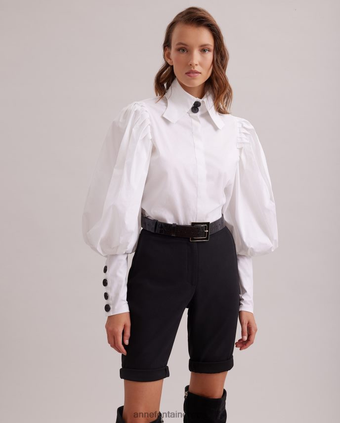 ropa es Anne Fontaine mujer camisa nohant camisa boxy de popelina con mangas obispo y detalles de botones blanco negro 646LTX221