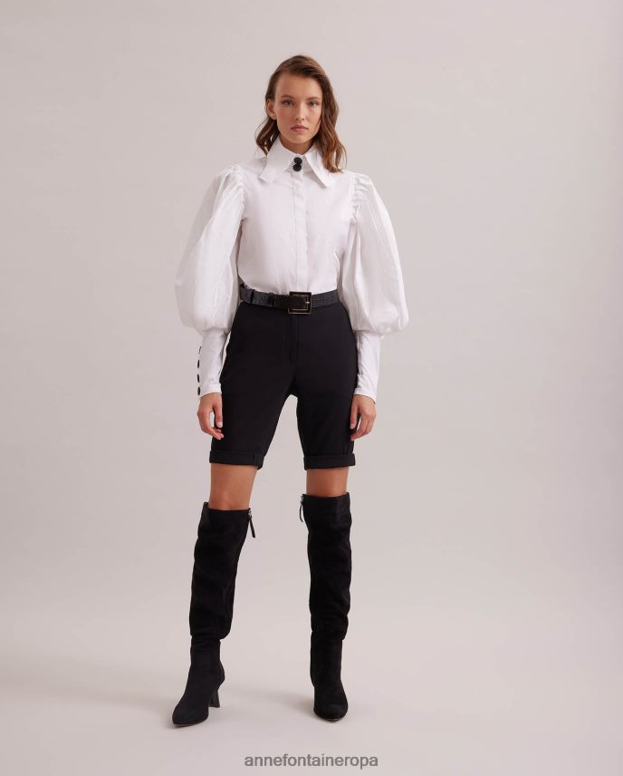 ropa es Anne Fontaine mujer camisa nohant camisa boxy de popelina con mangas obispo y detalles de botones blanco negro 646LTX221