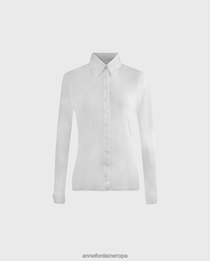ropa es Anne Fontaine mujer camisa nuage camisa manga larga cuello con gemelos blanco 646LTX141