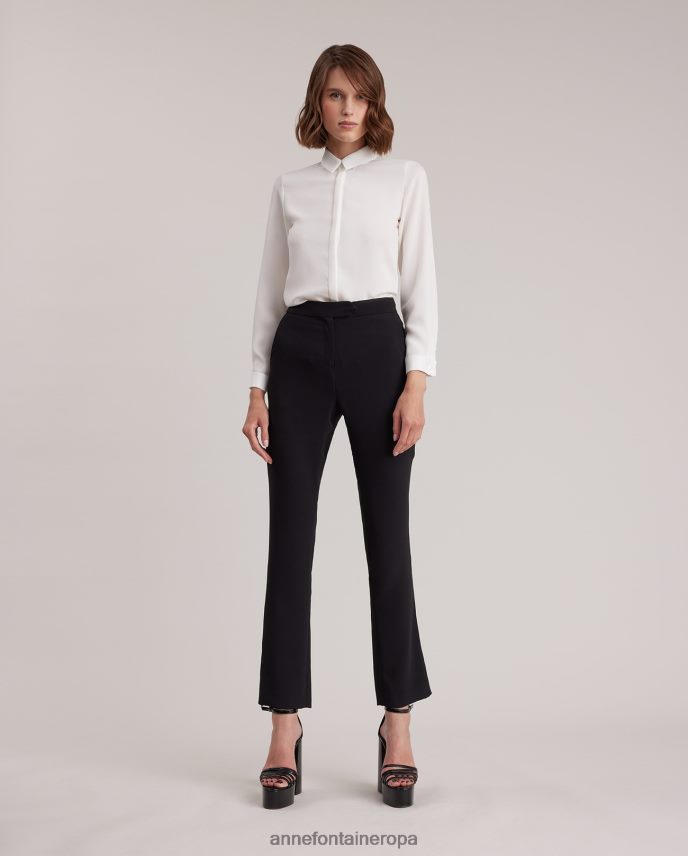 ropa es Anne Fontaine mujer camisa sagane camisa de crepé de manga larga con puño francés blanco 646LTX127