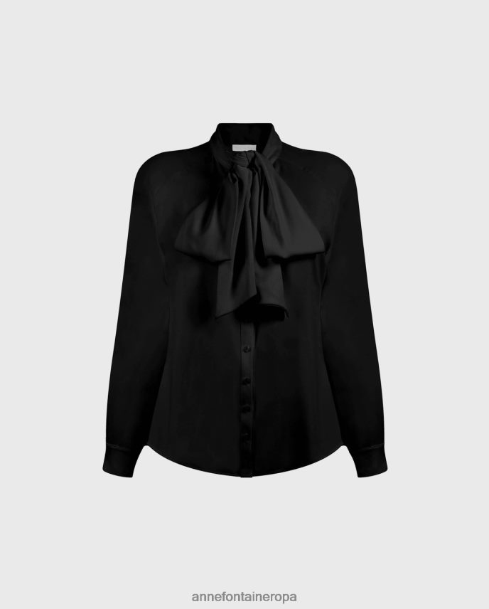 ropa es Anne Fontaine mujer camisa santana camisa de crepe con cuello anudado negro 646LTX208