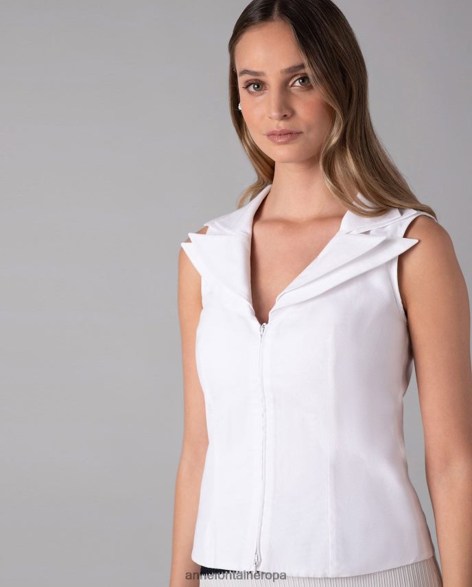 ropa es Anne Fontaine mujer camisa vileo camisa sin mangas con cremallera y cuello con doble muesca blanco 646LTX234