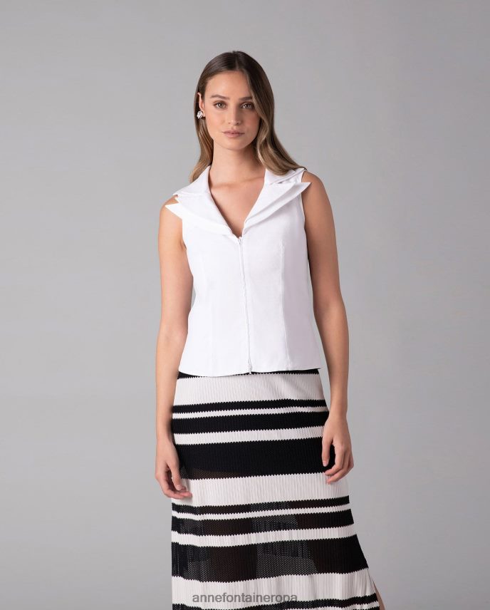 ropa es Anne Fontaine mujer camisa vileo camisa sin mangas con cremallera y cuello con doble muesca blanco 646LTX234