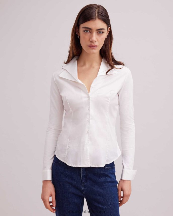 ropa es Anne Fontaine mujer christie camisa blusa de manga larga con doble cuello blanco 646LTX133