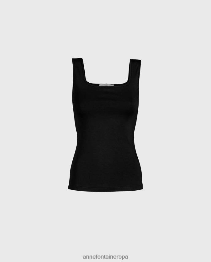 ropa es Anne Fontaine mujer camisola de señora camisola de punto elástico con correa ancha negro 646LTX305