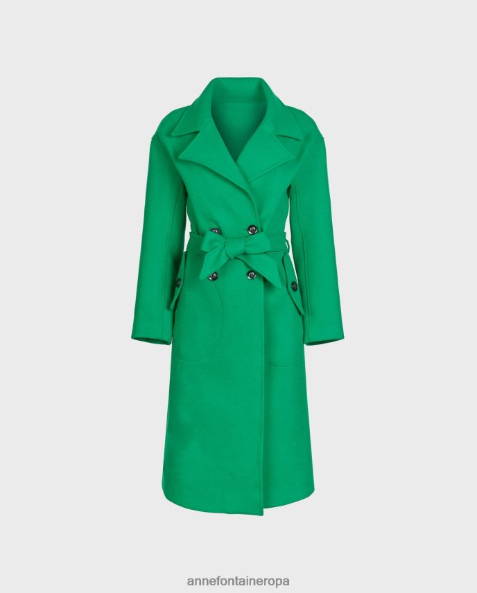 ropa es Anne Fontaine mujer Gabardina de autor con cuello grande con muescas y cinturón anudado menta 646LTX410
