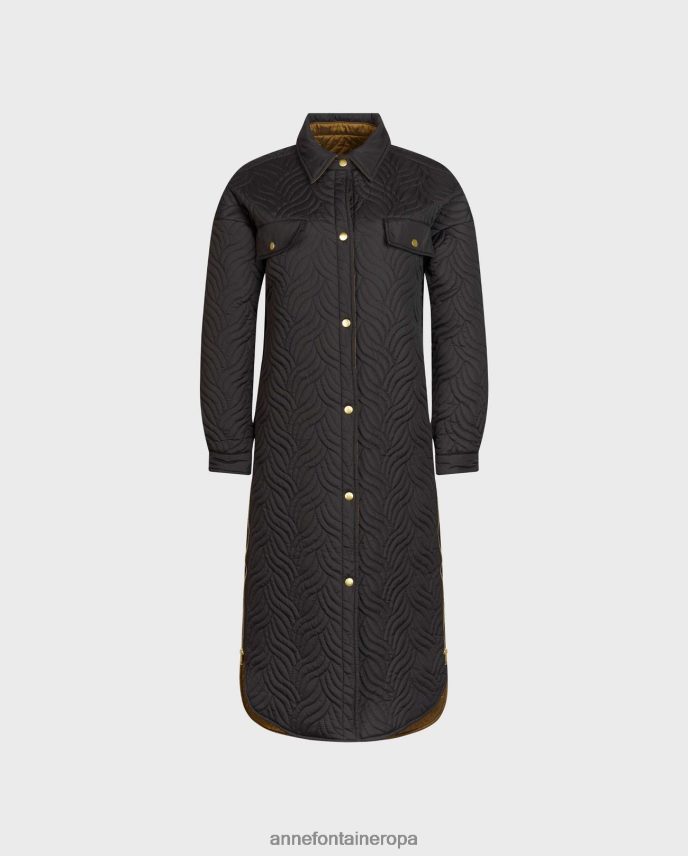 ropa es Anne Fontaine mujer abrigo genes abrigo largo reversible con patrón de punto superior geométrico ondulado negro 646LTX444