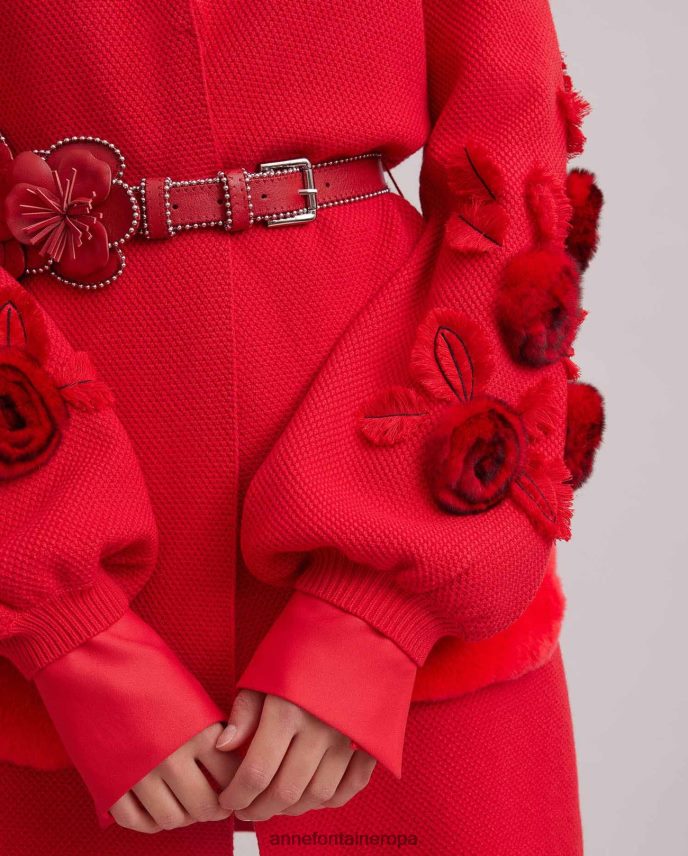 ropa es Anne Fontaine mujer cárdigan shada cárdigan midi de punto con mangas blusón y cinturón rojo 646LTX438