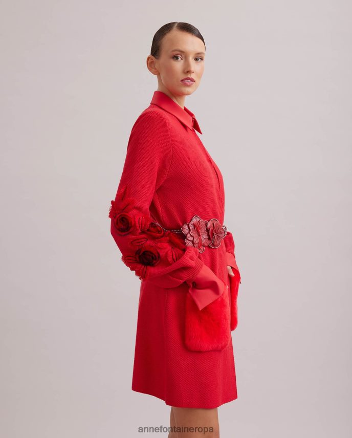 ropa es Anne Fontaine mujer cárdigan shada cárdigan midi de punto con mangas blusón y cinturón rojo 646LTX438