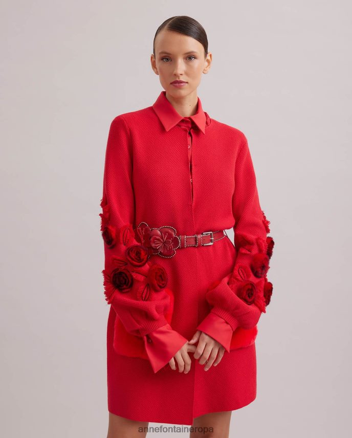 ropa es Anne Fontaine mujer cárdigan shada cárdigan midi de punto con mangas blusón y cinturón rojo 646LTX438