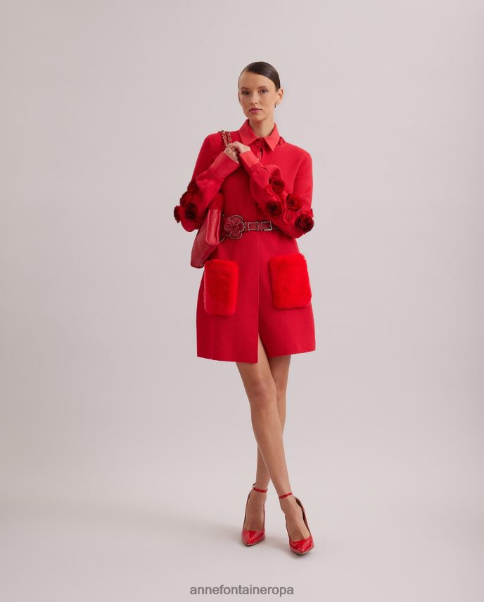 ropa es Anne Fontaine mujer cárdigan shada cárdigan midi de punto con mangas blusón y cinturón rojo 646LTX438