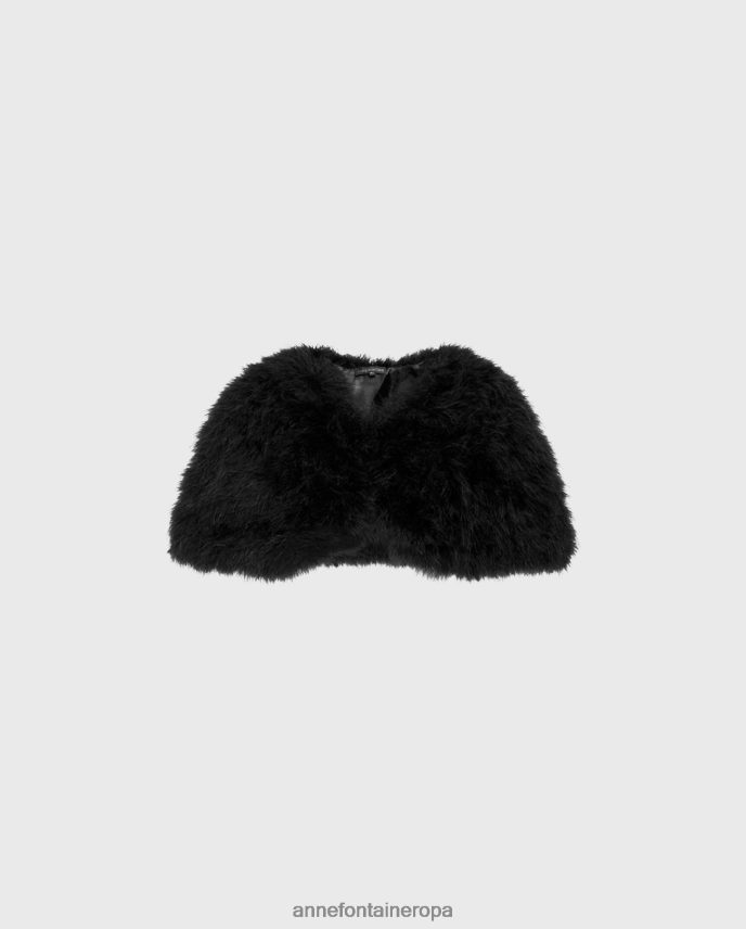 ropa es Anne Fontaine mujer capa laudali capa forrada de plumas negro 646LTX452