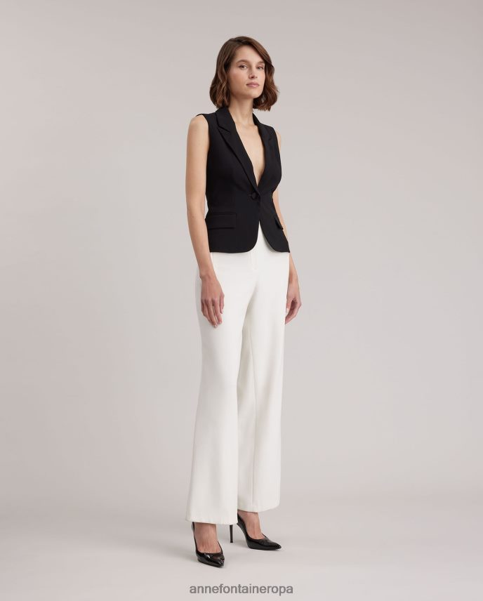 ropa es Anne Fontaine mujer chaleco varly chaleco sastre de un solo botón con solapa de muesca negro 646LTX414