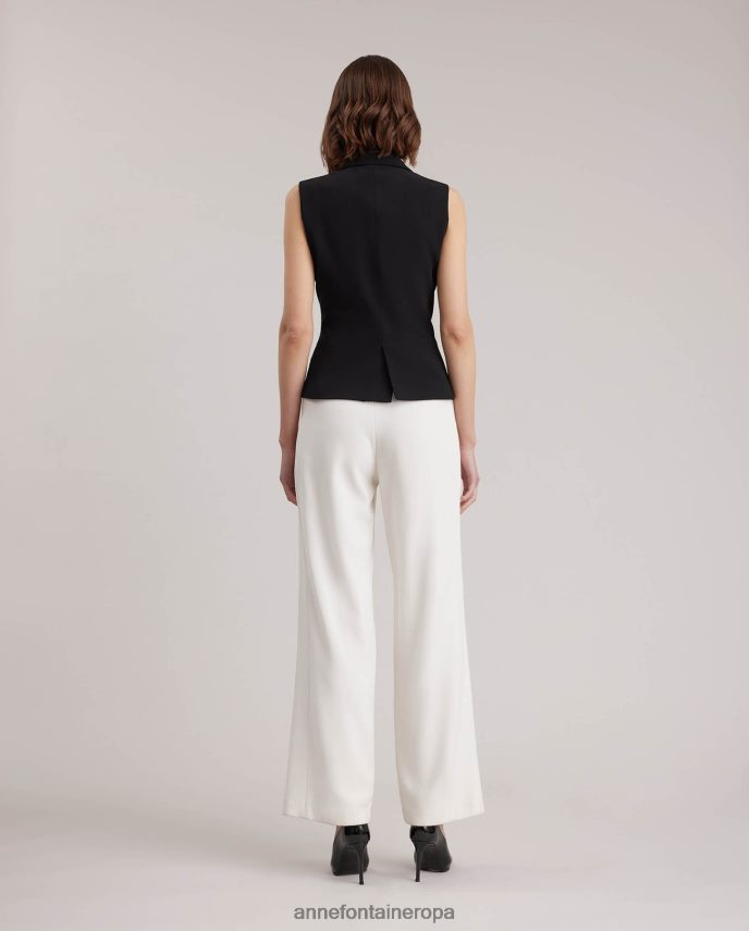 ropa es Anne Fontaine mujer chaleco varly chaleco sastre de un solo botón con solapa de muesca negro 646LTX414