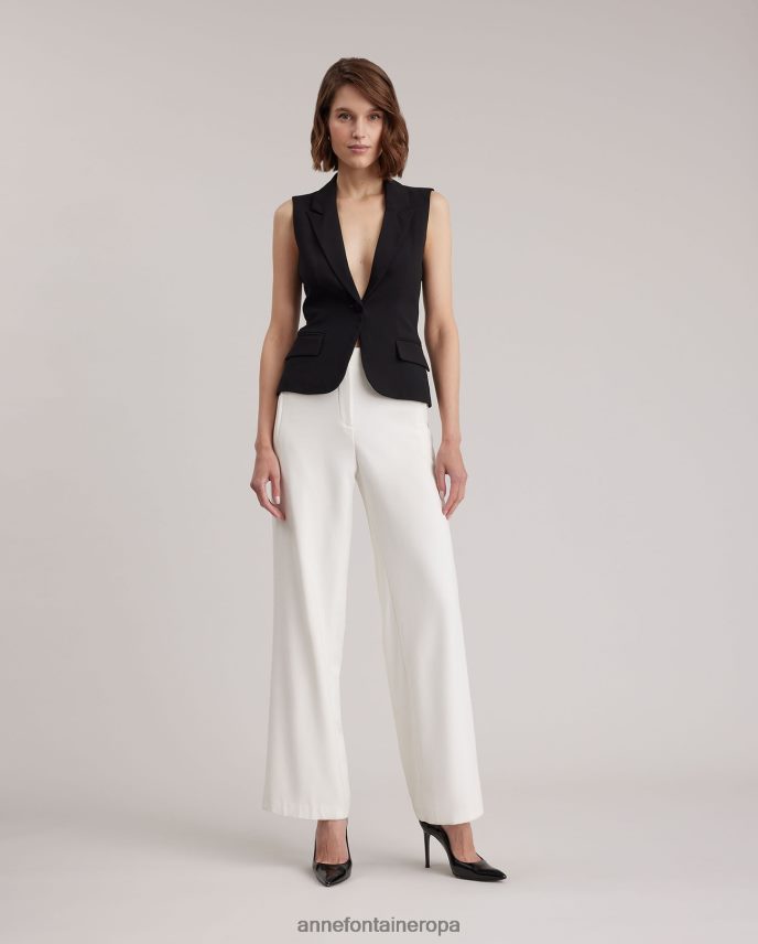 ropa es Anne Fontaine mujer chaleco varly chaleco sastre de un solo botón con solapa de muesca negro 646LTX414