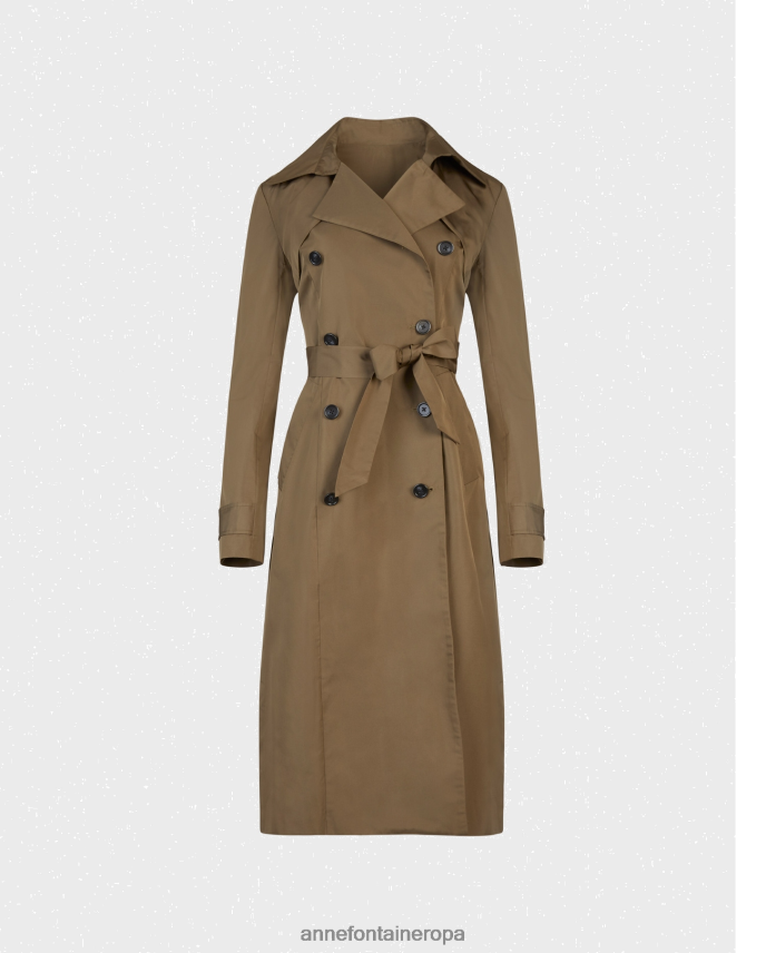 ropa es Anne Fontaine mujer chaqueta amaltea gabardina safari en mezcla de seda de manga larga verde 646LTX430