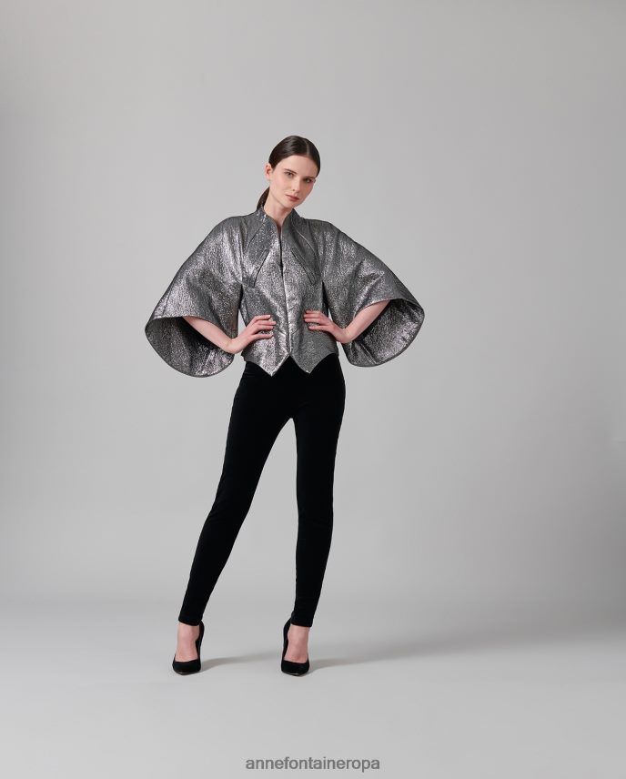 ropa es Anne Fontaine mujer chaqueta celesta jacquard texturizada bronce metalizado gris 646LTX440