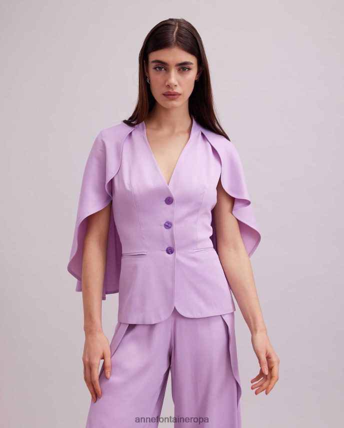 ropa es Anne Fontaine mujer chaqueta kyliane chaqueta de crepé morada sin mangas con capa Parma 646LTX461