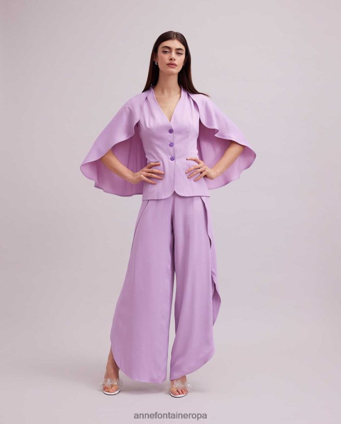 ropa es Anne Fontaine mujer chaqueta kyliane chaqueta de crepé morada sin mangas con capa Parma 646LTX461