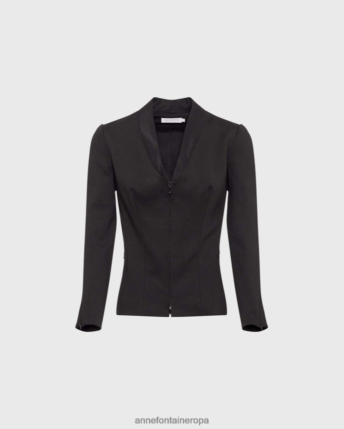 ropa es Anne Fontaine mujer chaqueta liam chaqueta con cuello chal simulado negro 646LTX451