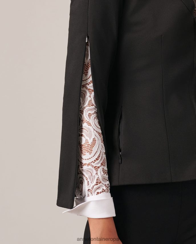 ropa es Anne Fontaine mujer chaqueta liam chaqueta con cuello chal simulado negro 646LTX451