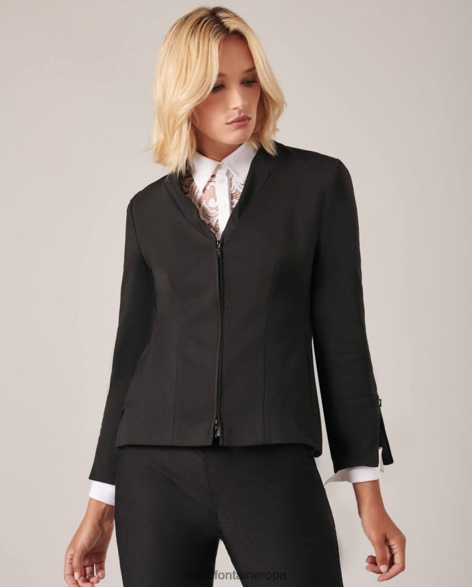 ropa es Anne Fontaine mujer chaqueta liam chaqueta con cuello chal simulado negro 646LTX451