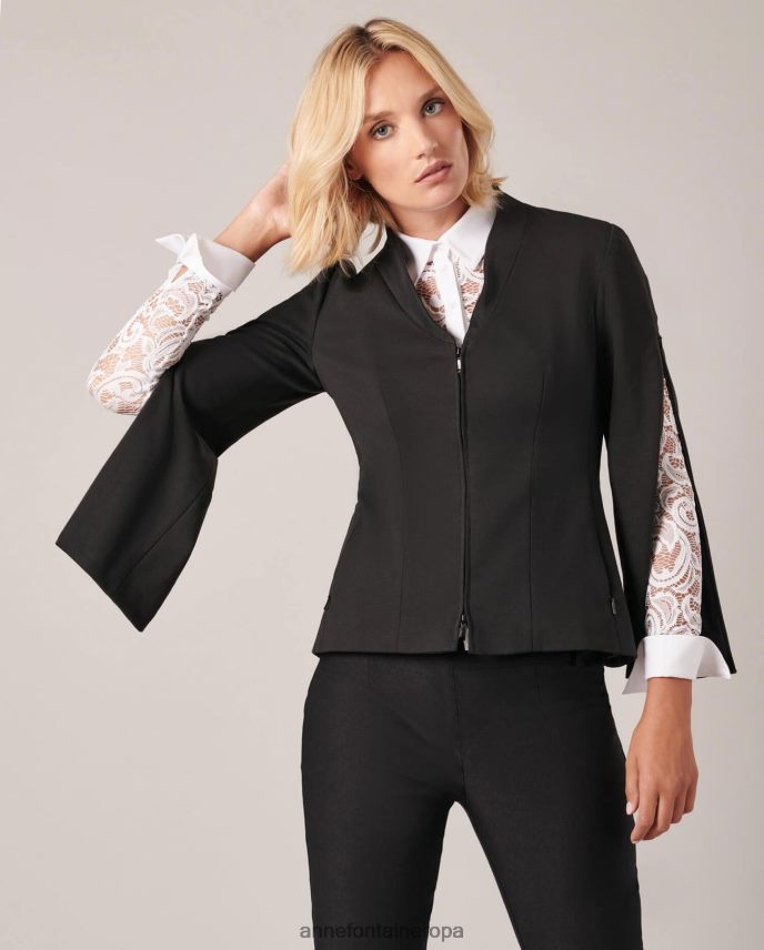 ropa es Anne Fontaine mujer chaqueta liam chaqueta con cuello chal simulado negro 646LTX451