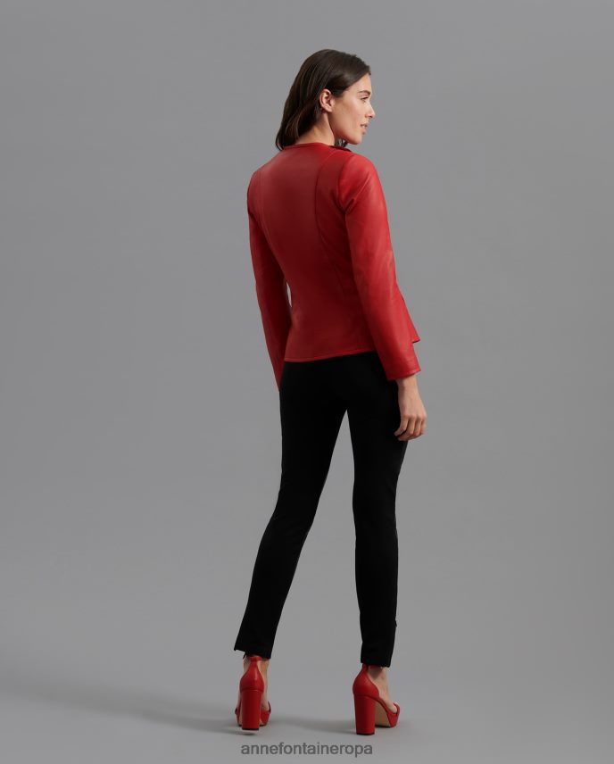 ropa es Anne Fontaine mujer chaqueta loryna chaqueta de cuero con detalles florales rojo 646LTX436