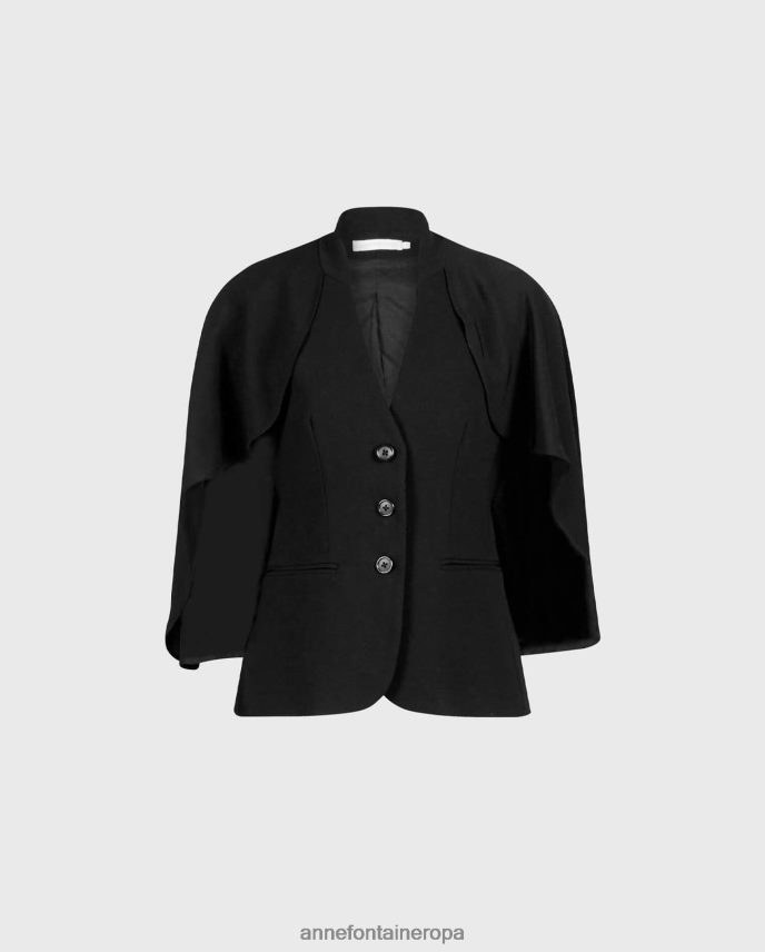ropa es Anne Fontaine mujer chaqueta myliane chaqueta de crepé con capa fluida negro 646LTX417