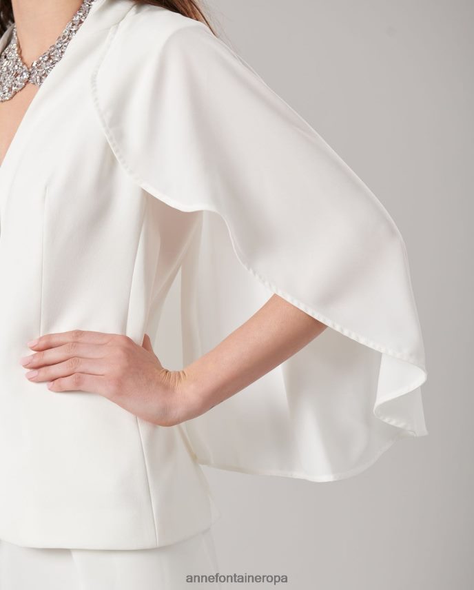 ropa es Anne Fontaine mujer chaqueta myliane chaqueta de crepé sin mangas con capa blanco 646LTX400