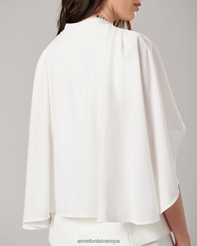 ropa es Anne Fontaine mujer chaqueta myliane chaqueta de crepé sin mangas con capa blanco 646LTX400