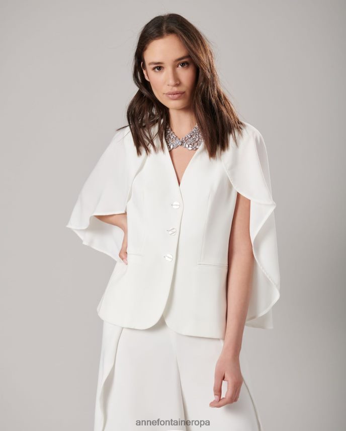 ropa es Anne Fontaine mujer chaqueta myliane chaqueta de crepé sin mangas con capa blanco 646LTX400