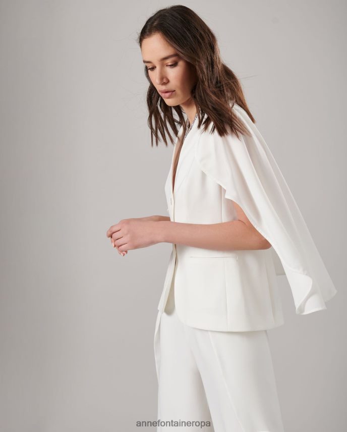 ropa es Anne Fontaine mujer chaqueta myliane chaqueta de crepé sin mangas con capa blanco 646LTX400