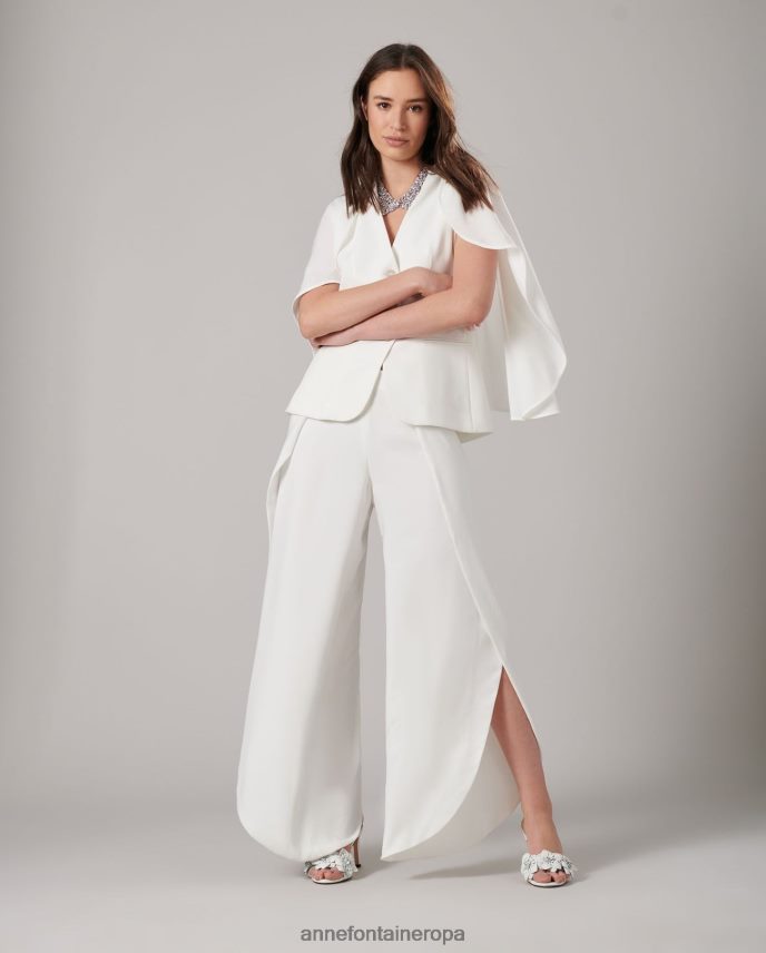 ropa es Anne Fontaine mujer chaqueta myliane chaqueta de crepé sin mangas con capa blanco 646LTX400