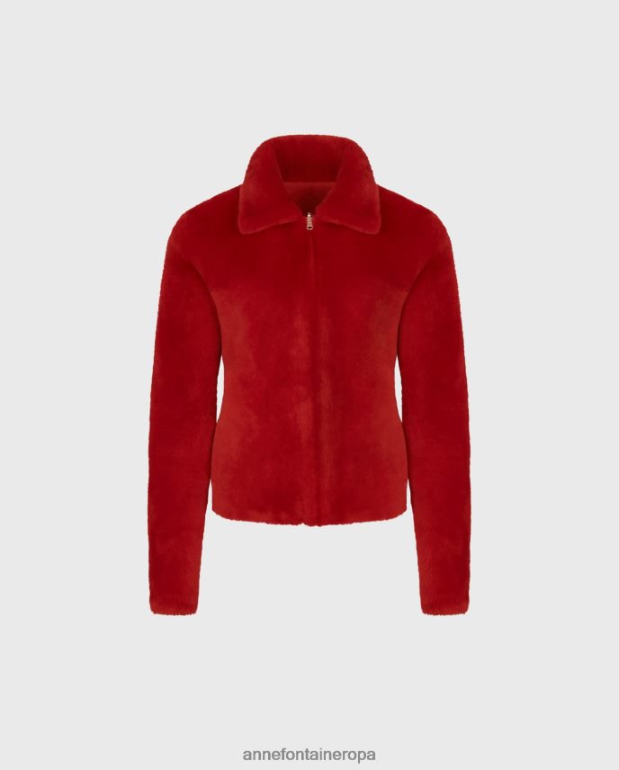ropa es Anne Fontaine mujer chaqueta wharton chaqueta reversible de piel y borrego con cuello clásico rojo 646LTX439