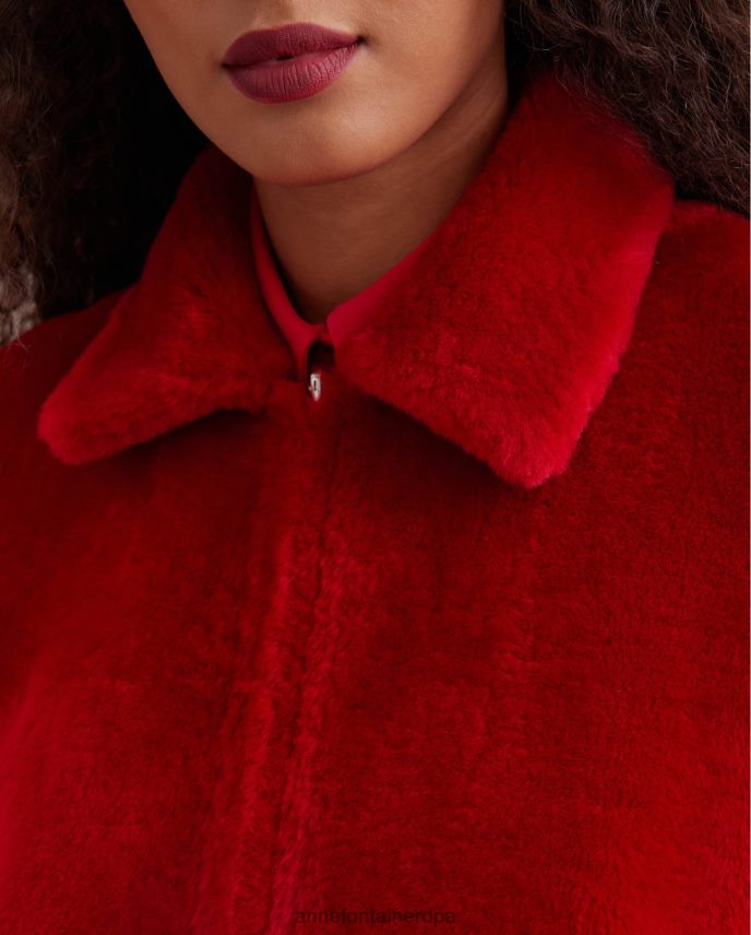 ropa es Anne Fontaine mujer chaqueta wharton chaqueta reversible de piel y borrego con cuello clásico rojo 646LTX439